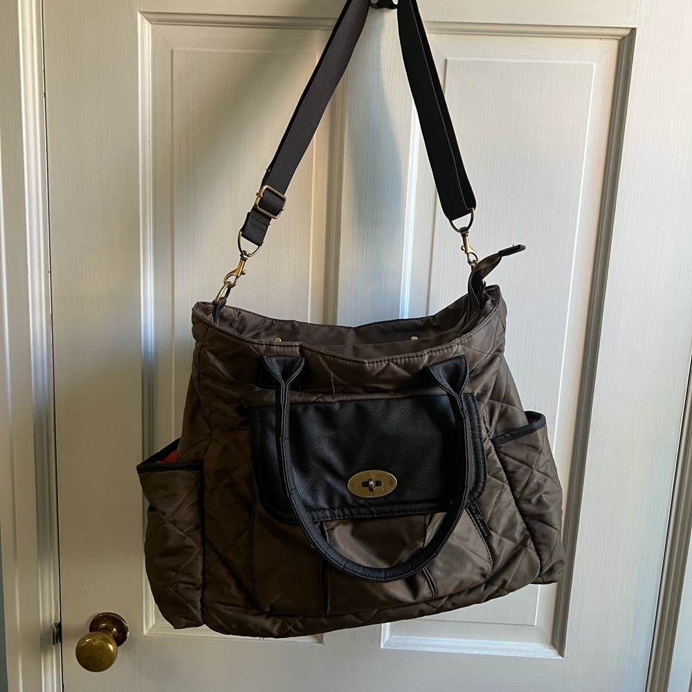 Quilted Brown Shoulder Eddie Bauer Diaper Bag